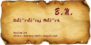 Bárány Márk névjegykártya